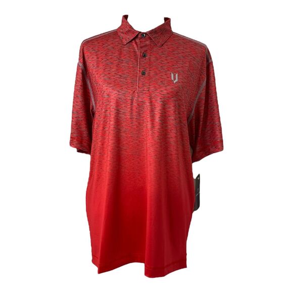 Men’s Large Polo Shirt Iron Joc G & V Red Short Sleeve Athletic - Picture 1 of 14
